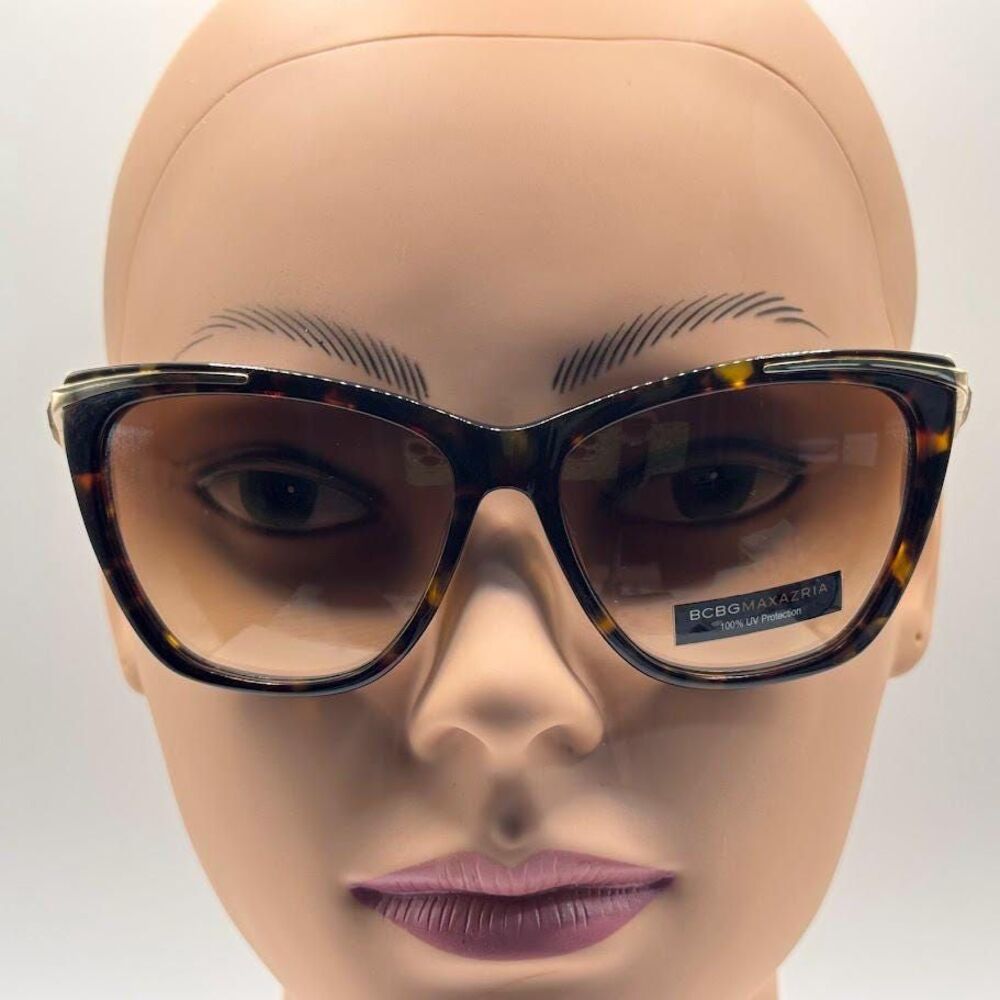 NOS Vintage Y2K Designer Sunglasses BCBG Max Azria | Luxe Tortoise Gold Cat Eye - Picture 2 of 11
